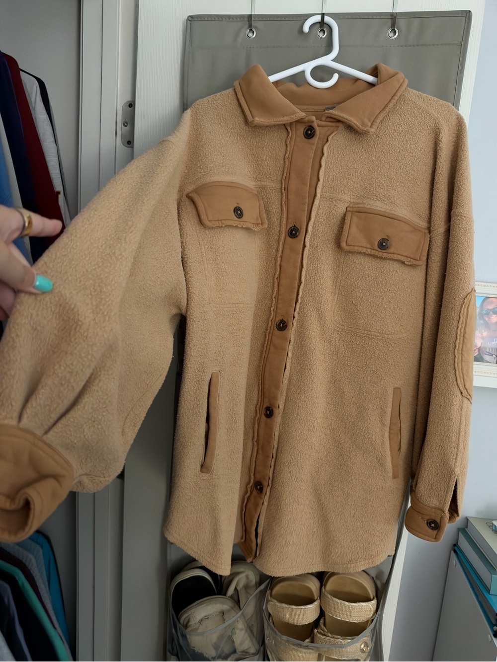 Free People Tan Sherpa Shacket Jacket